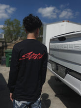 Load image into Gallery viewer, BLACK ON RED STATIK LONG SLEEVE TEE
